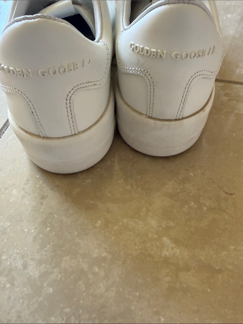 Golden Goose White Leather Low-Top Sneakers with Embossed Logo